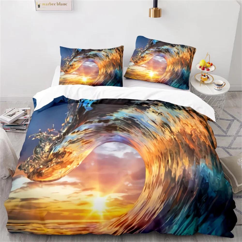 

Комплект пододеяльников Wave, комплект постельного белья Sea Ocean Nautical, пододеяльник с парусником, размер Queen/King/Full/Twin, полиэстеровый пододеяльник 135x200cm