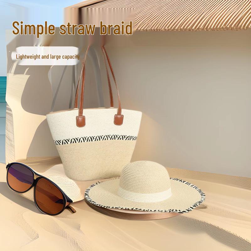 Straw Woven Tote: Beach Style, Large Capacity Shoulder Bag for Women