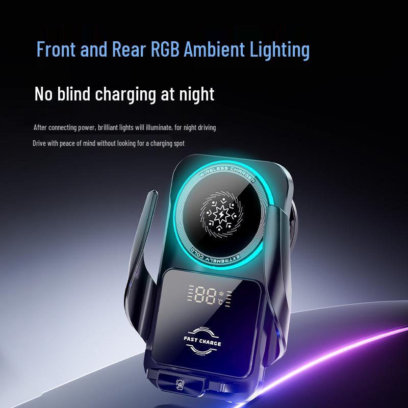 2026 Smart Car Phone Holder with 15W Wireless Charging and Auto Opening/Closing