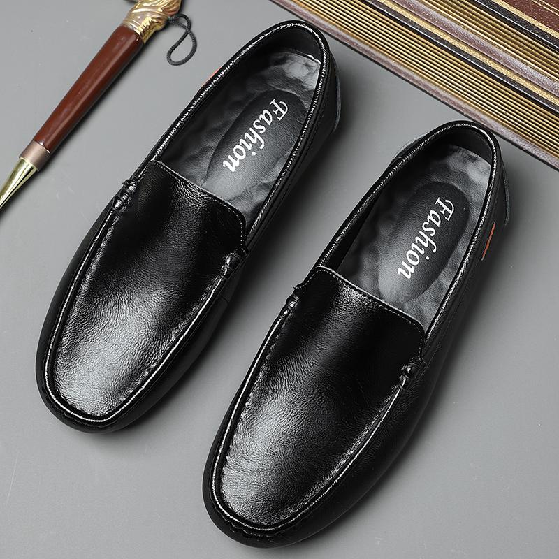 Doudou Shoes Men's Step on Men's Shoes New Men's Summer Breathable Summer Leather Shoes Casual Fashion Single Shoes Handmad