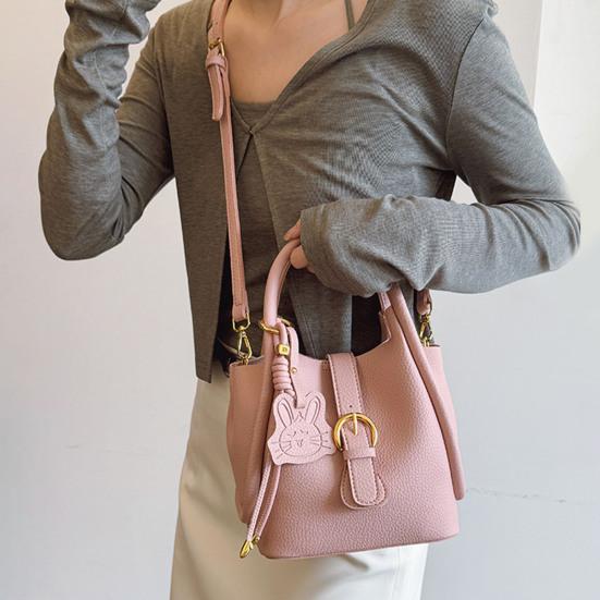 Women's Small Shoulder Bag Faux Leather Crossbody Bag with Makeup Bag Bucket Bag with Adjustable Shoulder Strap for Travel Work Parties