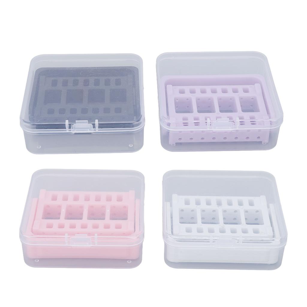 4pcs Nail Drill Bit Holder Stand Home Salon Dustproof Nail Drill Bit Display Organizer Storage Container Box