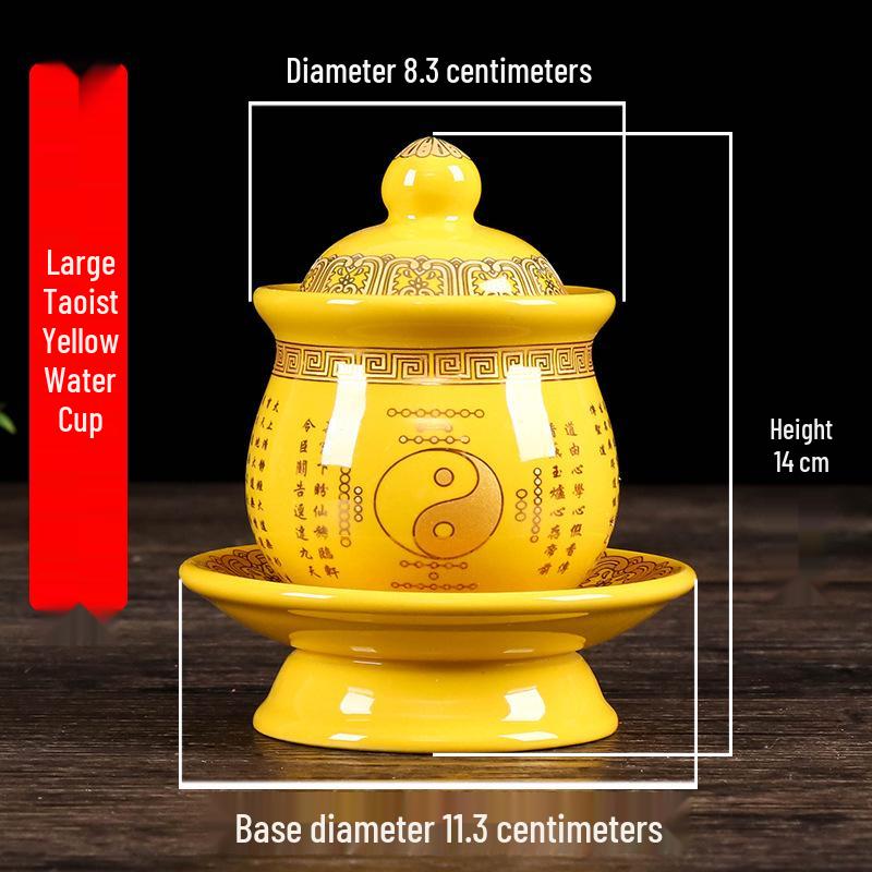 Coppa per Acqua per Altare Buddista in Ceramica di Loto con Mantra della Grande Compassione - Tazza per Offerte a Guanyin