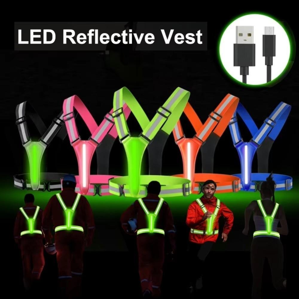 USB Rechargeable Glowing Reflector Vest Waterproof High Visibility Vest New LED Running Vest
