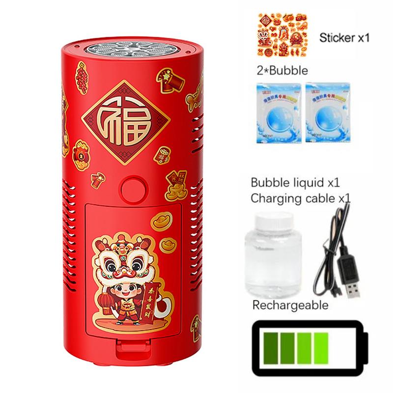 20 Holes Fireworks Bubble Machine with 7-color LED Lights Bubble Blower On the Ground Electronic Automatic Landing Spring Festival Gift New Year Toys