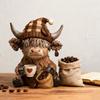 Yousheng 1/2Pcs Coffee Cup Highland Cow Figurine Coffee Bean Highland Cattle Resin Statue Sculpture Decoration Ornament Calf Lovers Gifts