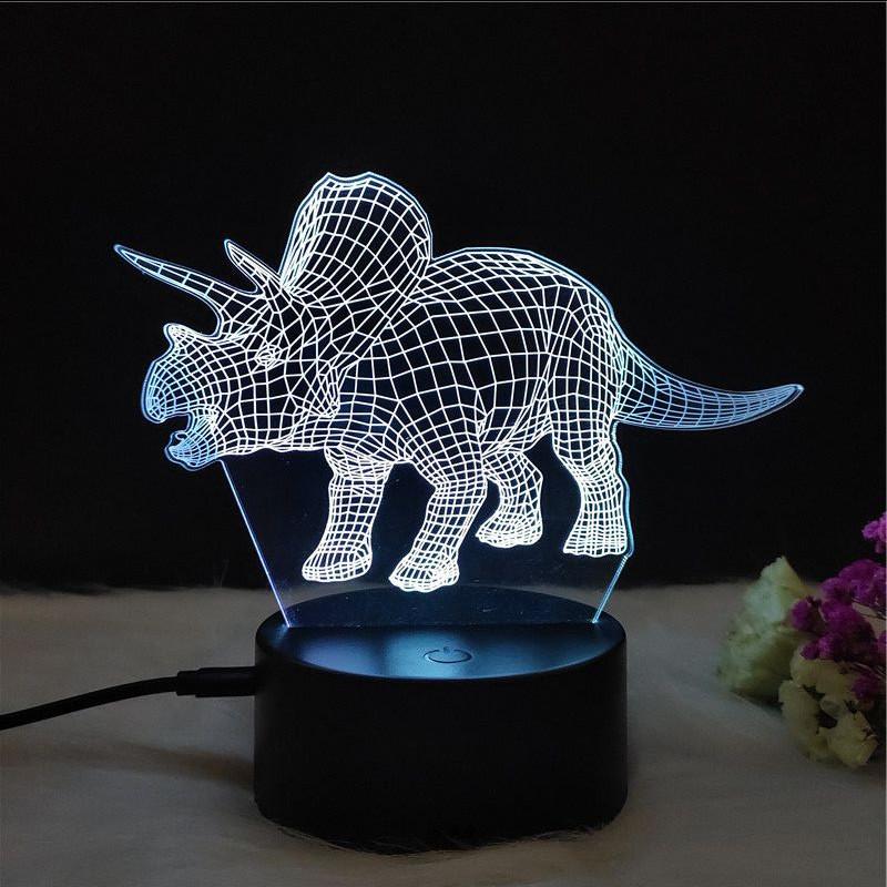 Led 3d Night Light Color Changing Touch Switch Dinosaur Shape Lamp Gift Kids