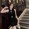 Chinese Cheongsam Improved Black Backless Design Slim Hollow Sexy Celebrity Dress Thin Summer Women's New Models