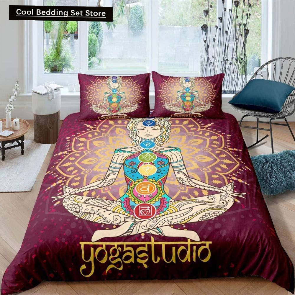 Bohemian King Queen Duvet Cover Yoga Comforter Cover Chakra Meditation Hamsa Eye Bedding Set Exotic Boho Polyester Quilt Cover
