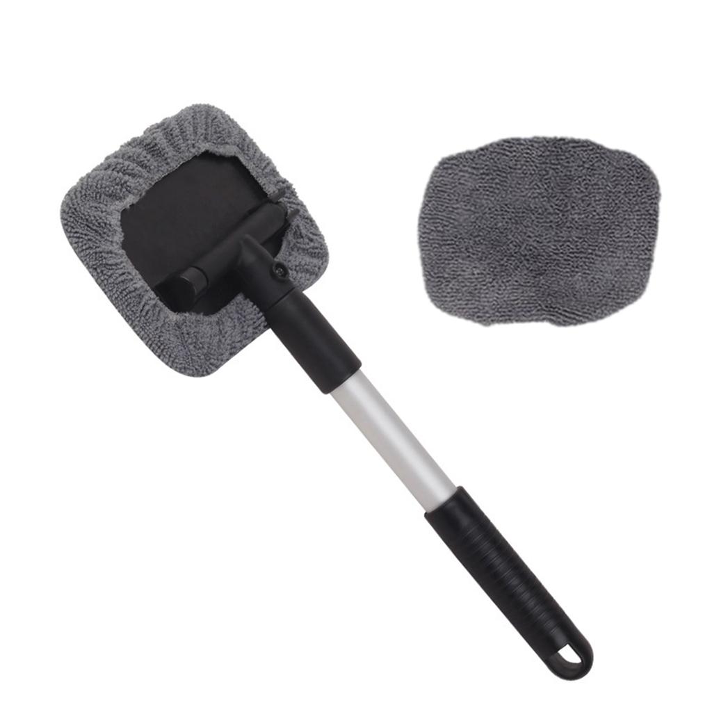 Telescopic Windshield Cleaning Tool With Aluminum Handle and Reusable Pad Cleaner Brush For Car Owners Enthusiasts