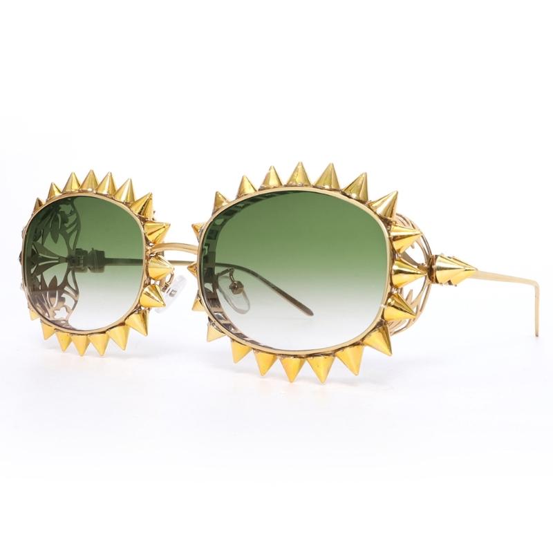 

Stylish Oval Frame Sunglasses with Metal Rivet Studded Frame for Everyday Wear and Music Event Adult Unisex Eyewears