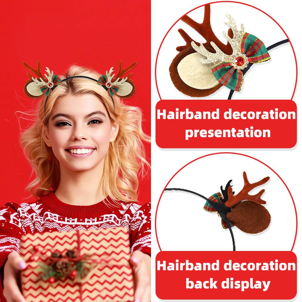 Stylish Christmas Antler Headband With Cute Bells And Colorful Bow For Celebrations Festive