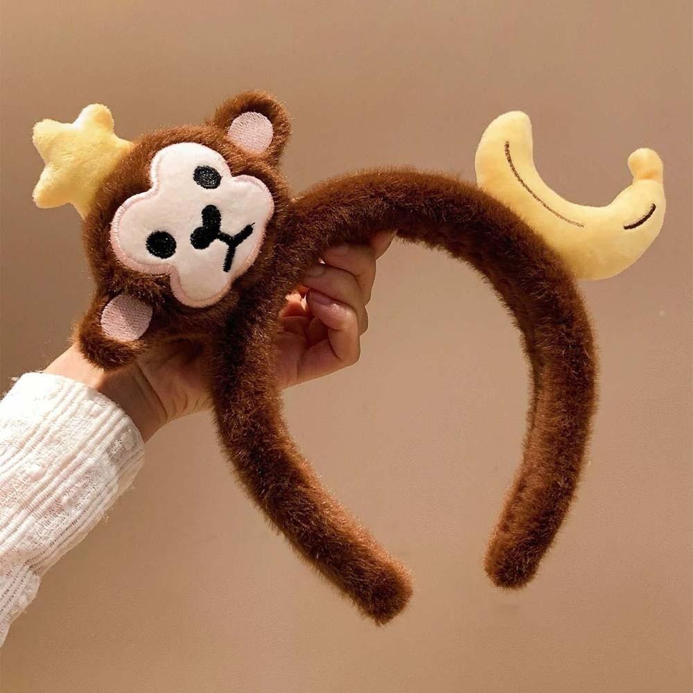Moon Red Plush Headband Hair Accessories Cartoon Monkey Hairband Sweet Dachshund Hair Hoop Girls