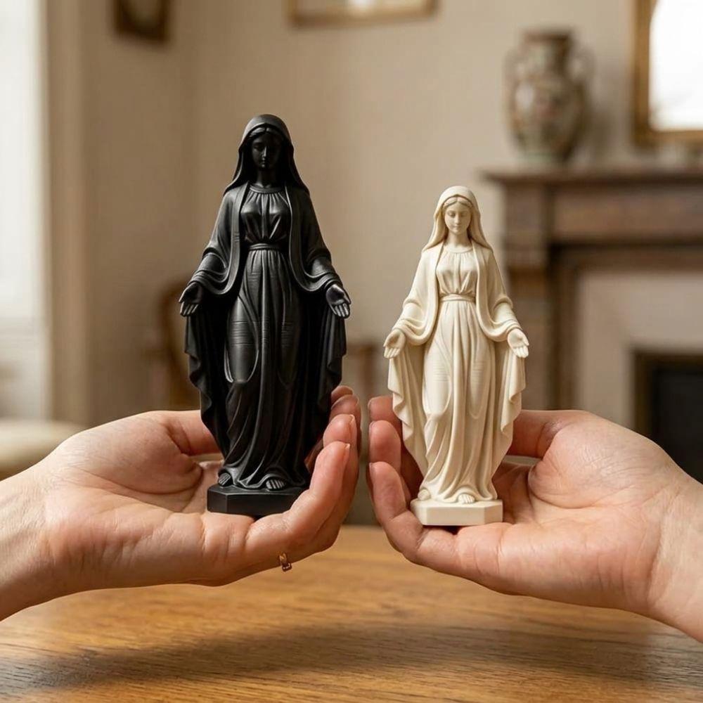 Plastic Mini Virgin Mary Figurine Minimalist Catholic Prayer Figurine Bedroom