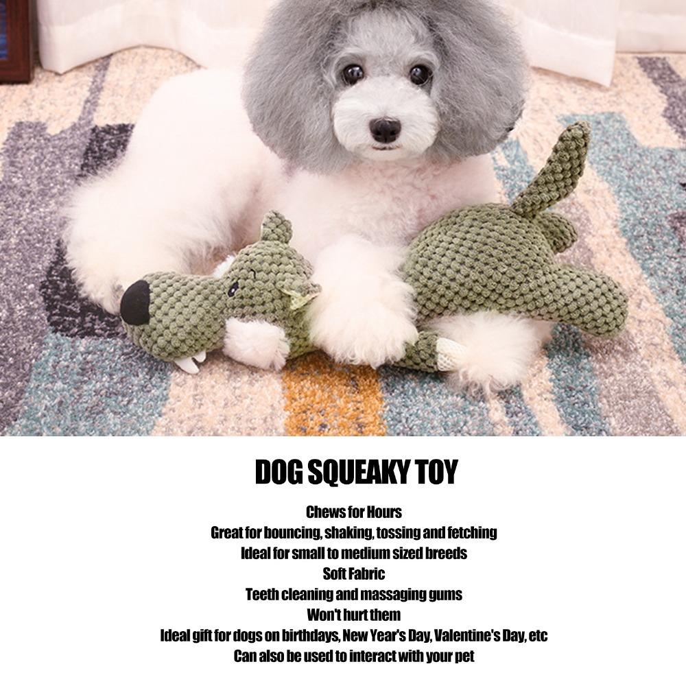 Lying Wolf Outline Plush Dog Chew Toy Interactive Pet Play Doll Teething Puppy Breeds