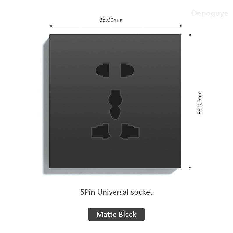 

UK 13A with USB Type-c 20W Quick Charge Wall Power socket plug,Black Universal light switch PC Panel Dual USB Electrical outlet