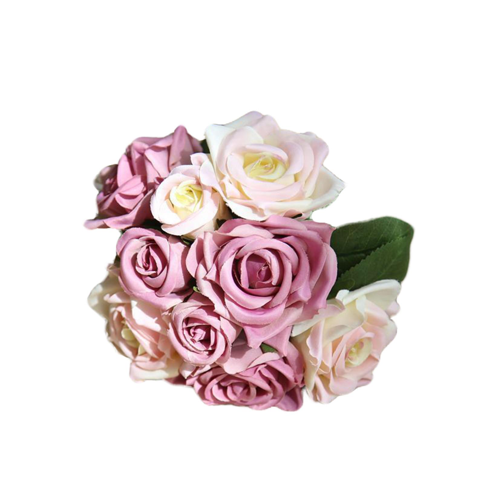 Artificial Flower Rose Bouquet Fake Filigree Plastic Artificial Rose Bridal Wedding Bouquet Home Garden Party Wedding Decoration