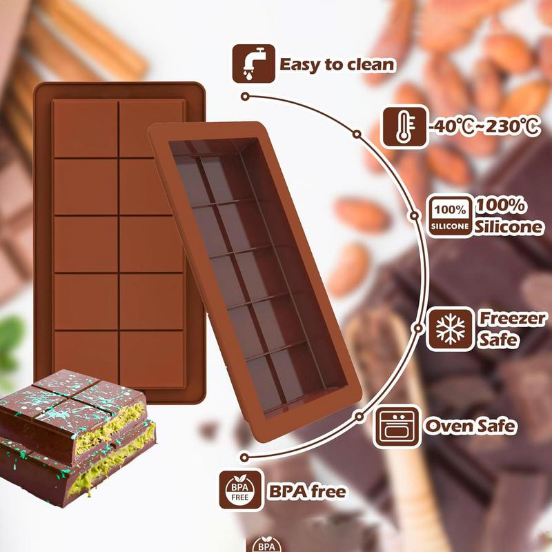 Chocolate Bar Molds Silicone Bars Break Apart Wax Melt Mould Easy Release Rectangle For Protein And Energy Handmade Gift Molds