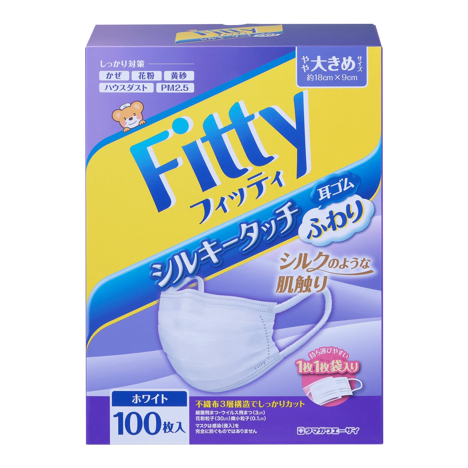

Fitty Silky Touch Ear Rubber Fluffy 100 листов Большие листы x 2 Индивидуально упакованная тканевая маска повредит ваш одноразовый [Fitty] (Немного