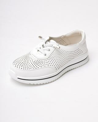 Baskets femme perforées Allsy 98921 36 blanches cuir