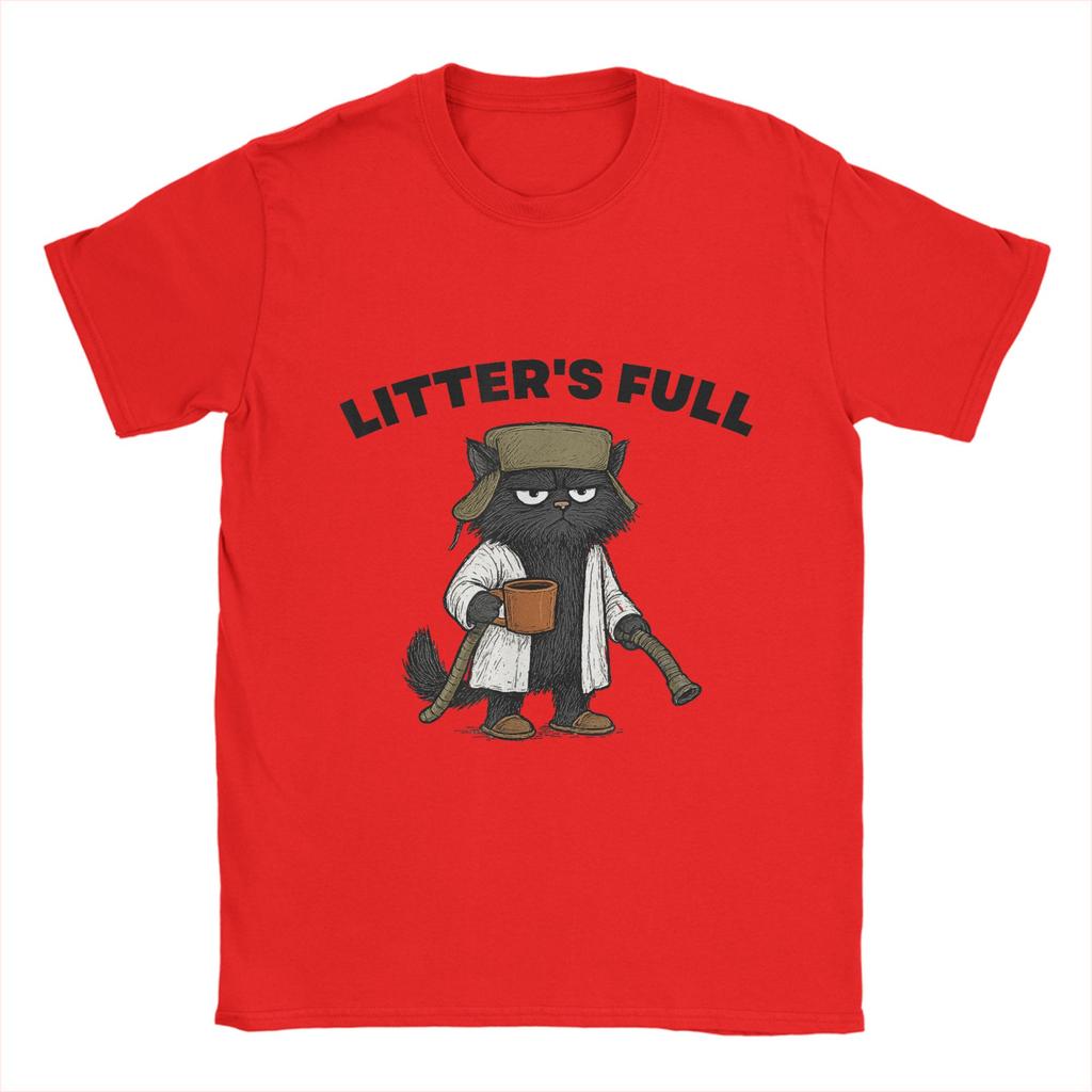 Funny Litters Full Cat  Men's T Shirts  Vintage Tee Shirt Short Sleeve Round Collar T-Shirts 100% Cotton Summer Tops