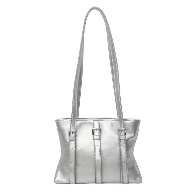 European American Vintage Style Small Square Bag With Lock Element серебряный