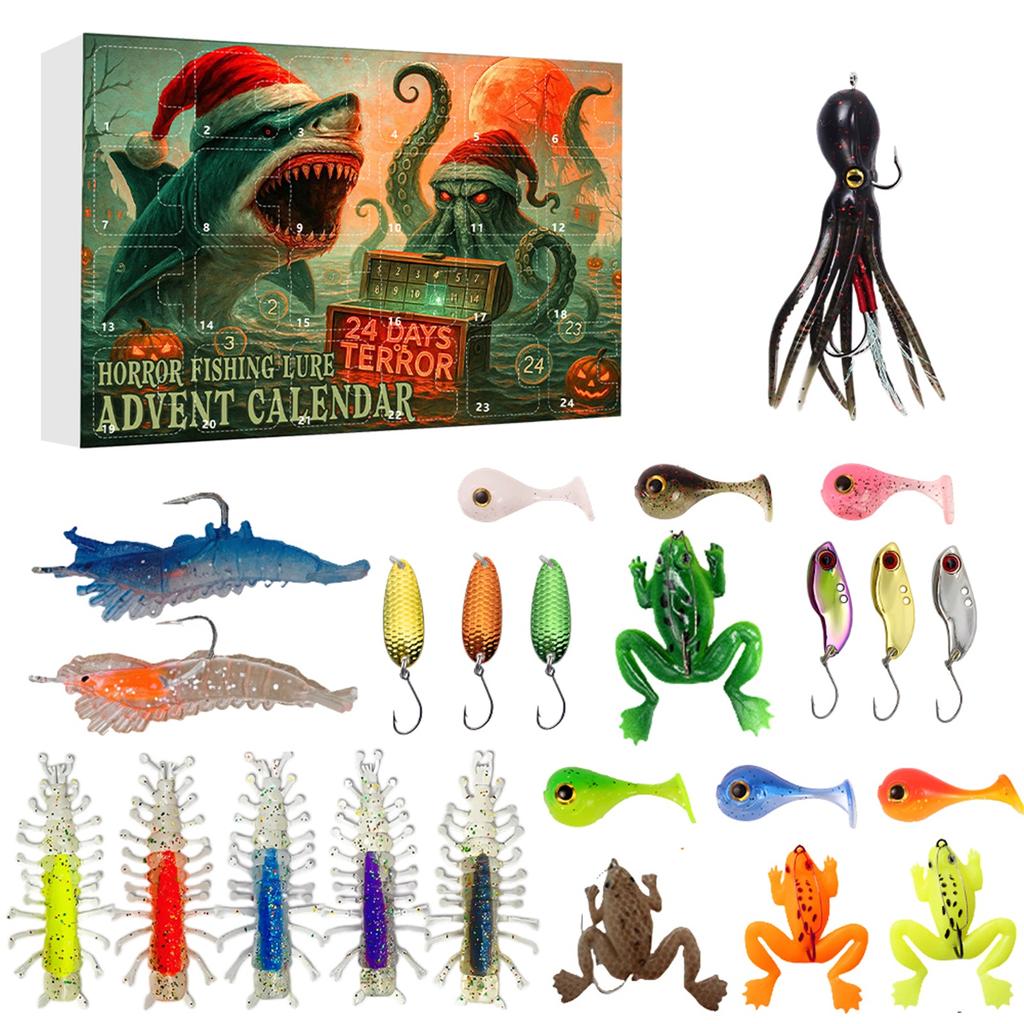 3D 24pc Advent Calendar Fishing Christmas Countdown, Fishing Tackle Advent Calendar For FishAdult Men Teen Boys, Xmas Surprise Gift