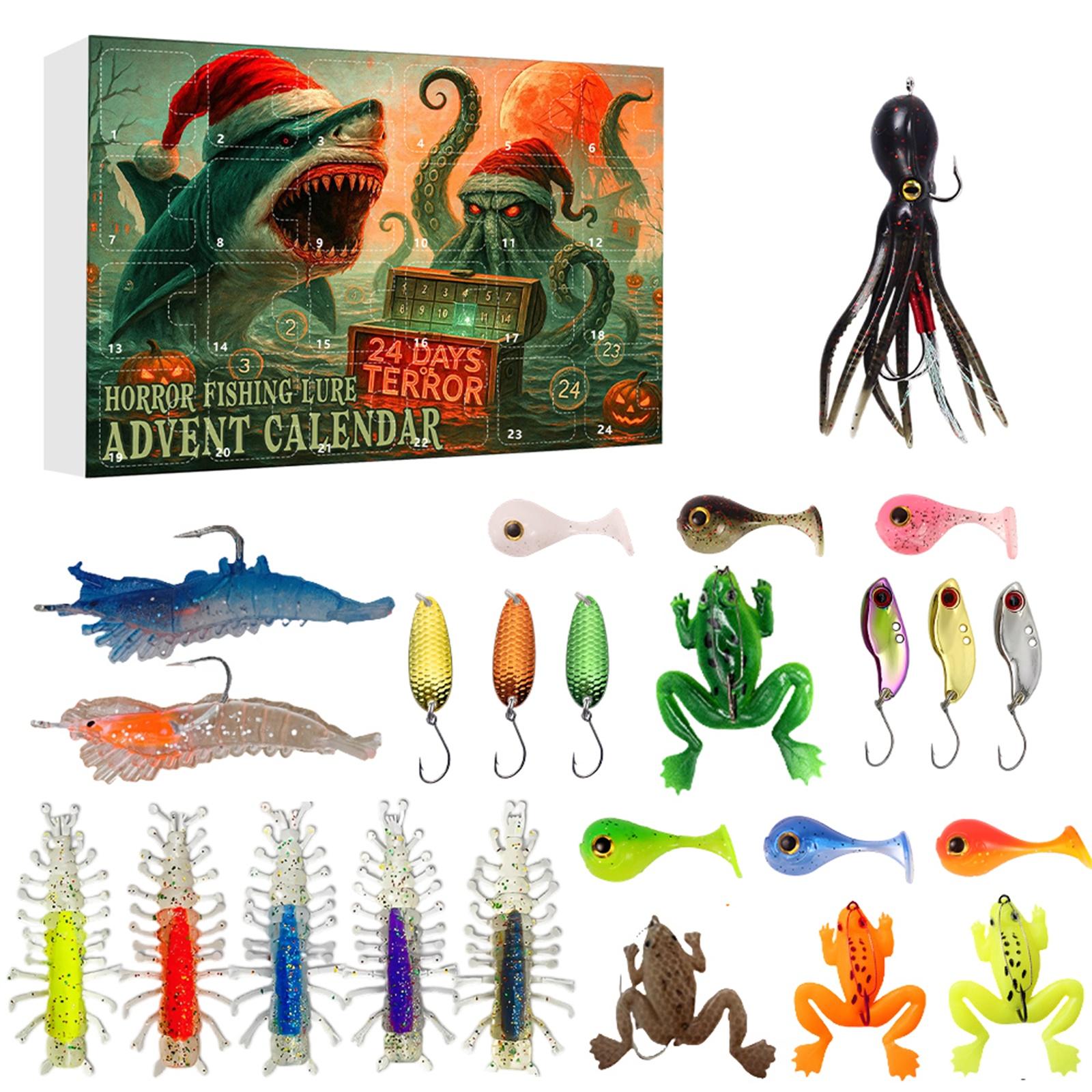 

3D 24pc Advent Calendar Fishing Christmas Countdown, Fishing Tackle Advent Calendar For FishAdult Men Teen Boys, Xmas Surprise Gift One Size