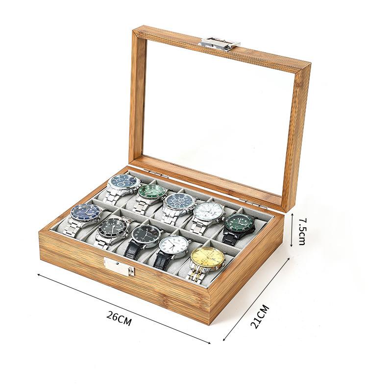 New 3/6/10/12 Girds  Bamboo Watches Storage Clock Box Watch Holder Organizer Watch Display Box For Handmade Festive Gifts