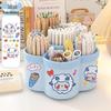 Multi-Function Rotating Pen Holder and Storage Box - Cute Design, Large Capacity for Student Desktops