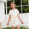 Girls Loose Fit Short Sleeve Dress Lightweight Summer Dress with Animal Print Round Neck Casual Kids Dress for Daily Wear