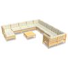 Vidaxl 12-Cz. Conjunto de Salón para Jardín, Cojines Color Crema, Pino