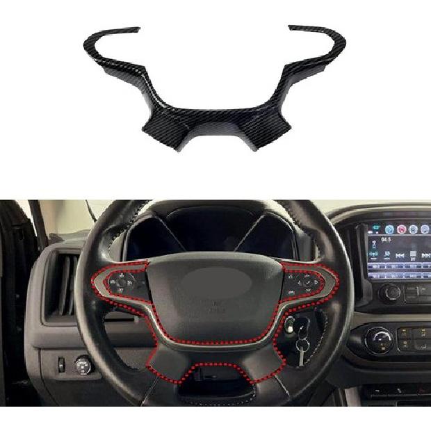 1-Piece Steering Wheel Decor Cover Trim For Chevrolet Colorado 14+ Carbon Fiber