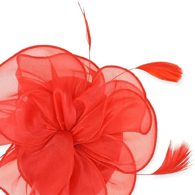 Elegant Feather Organza Fascinator Hair Hoop Church Dress Up Wedding Headpiece