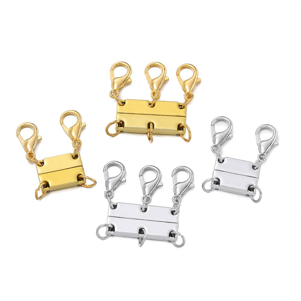 2Set Layered Necklace Clasps Magnetic Bracelet Connectors for Layering Multiple Strands Jewelry Connector Slide Tube Fasteners