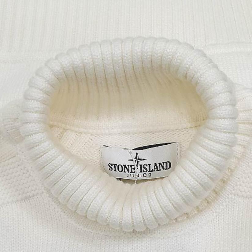 Stone Island Sweater Logo Embroidery Solid Color Warm Turtleneck Kids sweater White 7516504A2-V0001