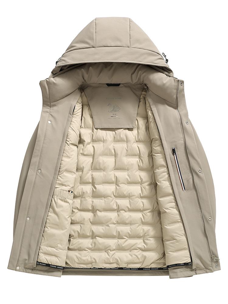 90% White Goose Down Men's Winter Jacket with Detachable Liner - Business Casual, Thickened, Middle-Aged Style