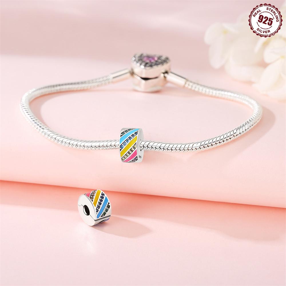 Beads Copper Original Luxury Rainbow Colorful Zircon Simple Beads Fit Bracelet Jewelry Diy Women Gift Accessory