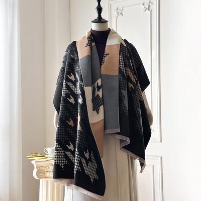 Winter Cashmere Scarf Women Houndstooth Design Elegant Warm Pashmina Blanket Poncho Scarves Female Print Shawl Foulard Bufanda
