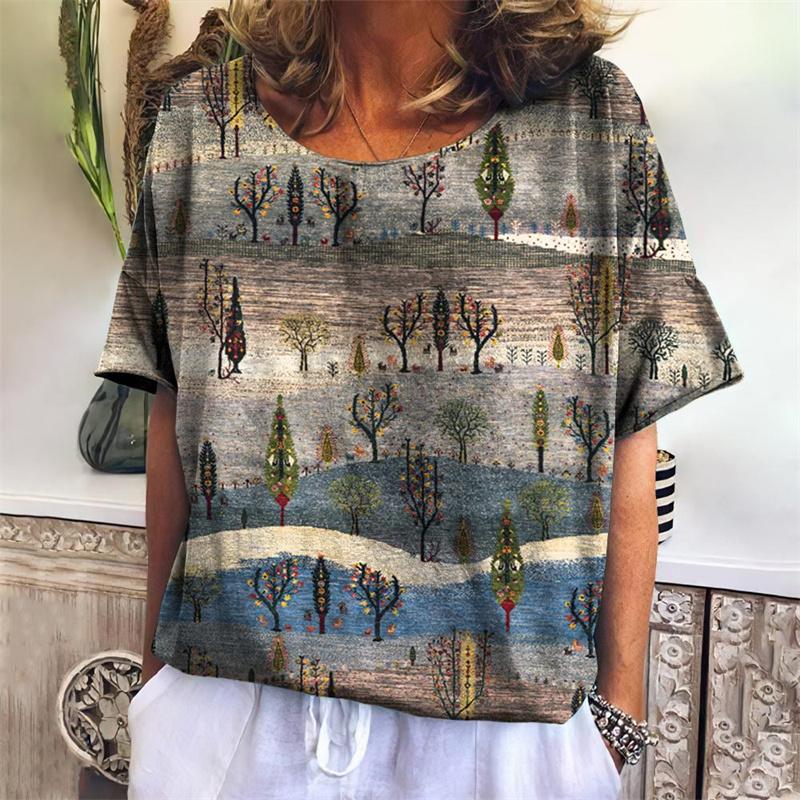 Lustiges Geometrie T-Shirt für Frauen Bunte 3D-gedruckte T-Shirts Sommer Übergroße Oberteile Kurze Ärmel Rundhals T-Shirts Streetwear