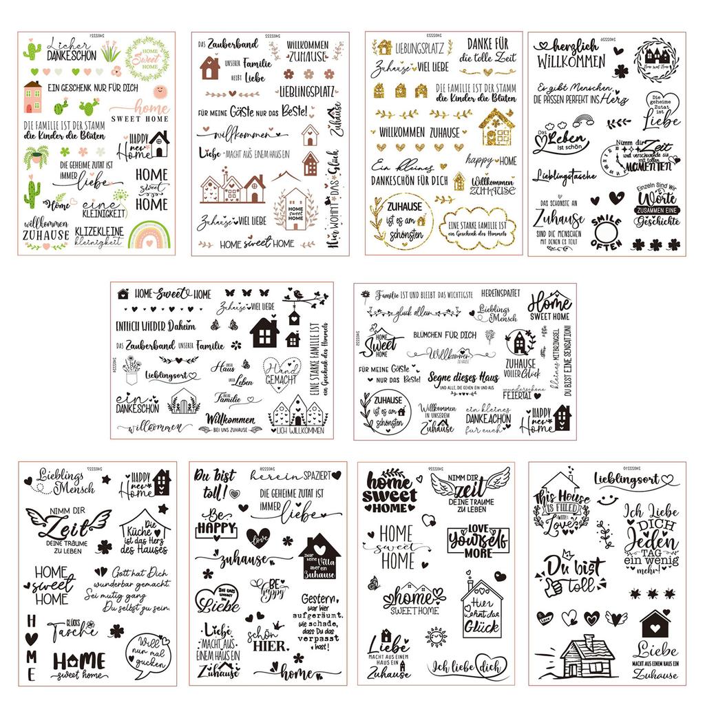 German Blessing Words Rub On Sticker Water Transfer Candle Sticker for Candle Ceramic Mug Glassware Wood Furniture