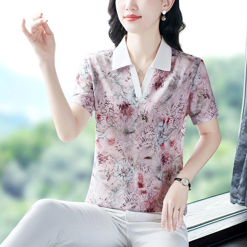 

Women s 2026 Summer Ice Silk Short Sleeve T-shirt - Lightweight, Breathable, Slimming, Versatile Casual Top XL (recommended 55-60 kg) рожевий