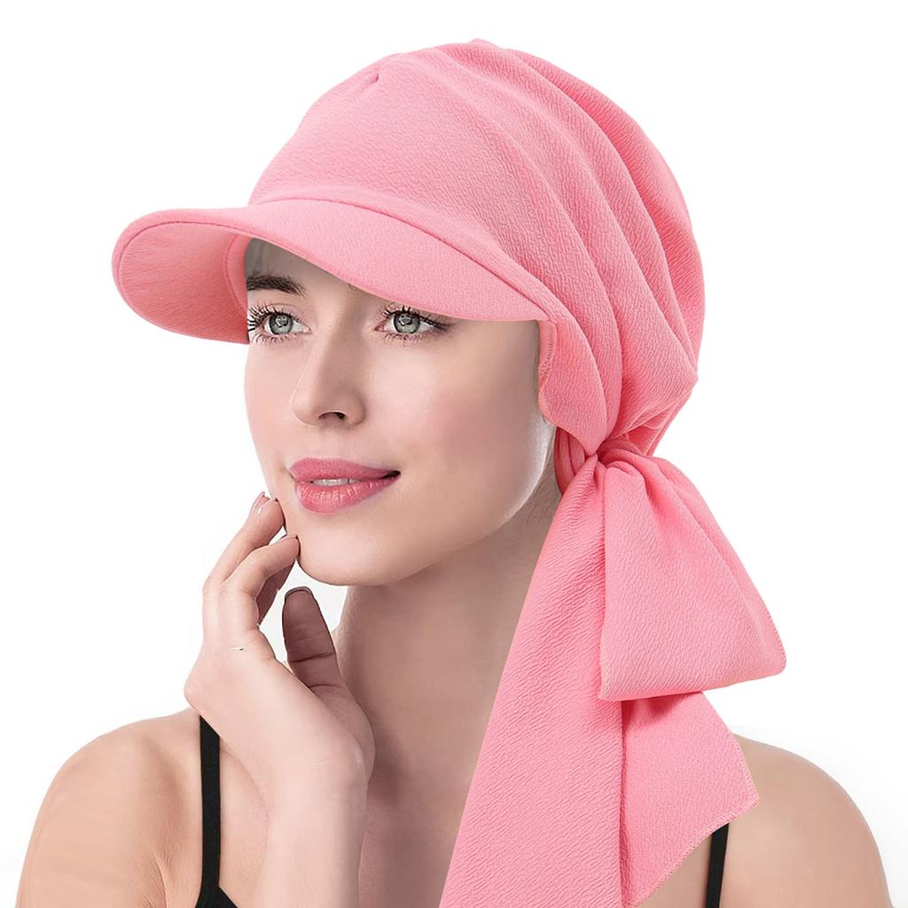 Women Muslim Hijab Cap Brim Print Turban Bonnet Ladies Headscarf Hat Wrap Hat