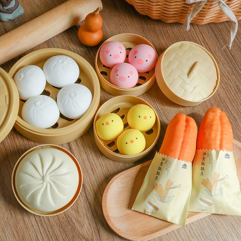 Simulated Animal Steamed Bun Decompression Toy Soft Slow Rebound Fidget Squeeze Toy for Daily Stress Relief
