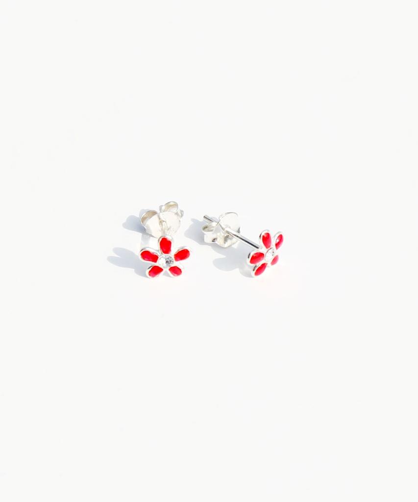 Bonbeau Shining Color Flower Pin Earrings Silver 925 Silver Post Color Cubic Flower Earrings