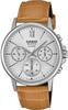 BESIDE Quartz Men's Watch BMS-300L-5AV Sapphire Glass Camel Leather Band Multi-Axis 24-Hour Display Silver