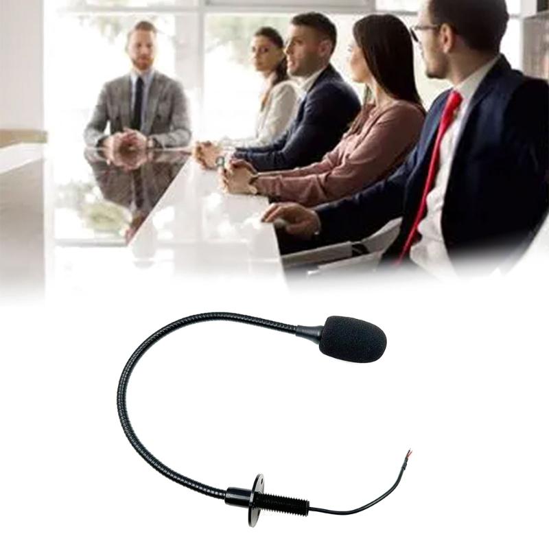 Omnidirectional Gooseneck Mic Metal Hose Microphone with Bare End Cable for Public Transport and Live Broadcasting