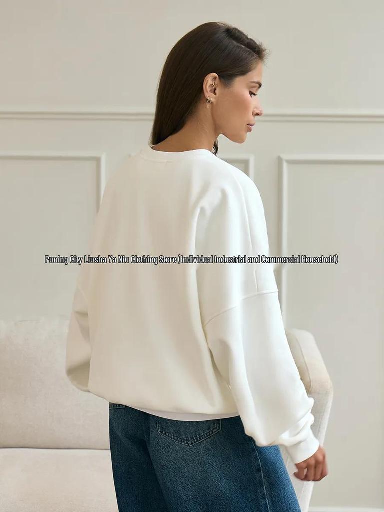 American Style Oversized Round Neck Sweatshirt - Autumn/Winter Casual Versatile Print