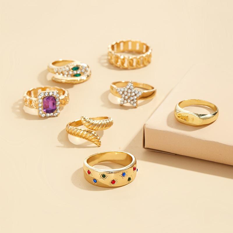 Ring Sets, Alloy Jewelry, High-end Niche, Layered Stars, Plated Rings, Women's Opening Accessories