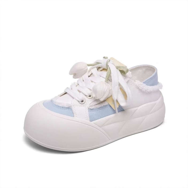 Two Wear Platform Canvas Shoes Women's New Spring and Autumn Board Shoes Student Bread Shoes Women
